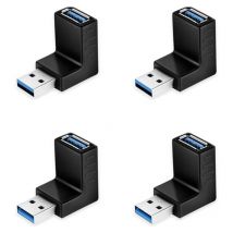 Litzee - 4 pièces prise d'angle usb 90 ° haut / bas Adaptateur d'angle usb 3.0 5 Gbps male à femelle Adaptateur usb de type l angle pour pc /