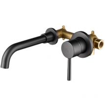 Litzee - black brass paint faucet, wall mounted bathroom mixer, wall mounted basin faucets, wall mounted basin faucet for bathroom or washbasin