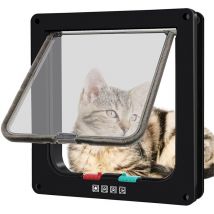 Litzee - Chatière magnétique avec porte battante et serrure à 4 voies pour chats, chatons et chiots (l, Noir, 25. 23,5 5,3 cm)