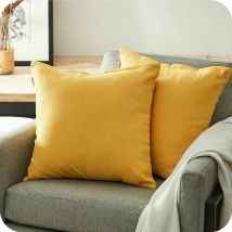 Litzee - Cushion cover Pillowcase 65x65 Set of 2 Mustard Yellow Decorative Square Cushion Cover for Large Cushion Sofa Bed Decoration Bedroom Living