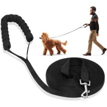 Laisse de Dressage pour Chien Longe de Chien Sangle Laisse Longue avec Poignée Rembourrée Pour Chiens de Petites à Grandes Taille -20M, Noir