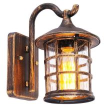 Lampe murale antique Lampe murale extérieure étanche, Ampoule E27, Verre et aluminium, IP44, Éclairage mural vintage de couloir de terrasse de jardin