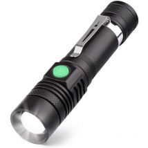 Litzee - Lampe Torche led Rechargeable usb, Lampe de Poche 600 Lumens, IP65 Étanche, 4 Modes Eclairage, Lampe de Poche Zoomable pour Ménage, le