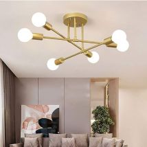 Lustre Plafonnier Vintage, Plafonnier led Moderne 6 Bras, Plafonnier 6 Lumières E27 Suspension Industrielle pour Salon Chambre Loft Cuisine (Sans