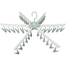Litzee - Tendedero plegable giratorio (verde), pinzas para la ropa, pinzas para la ropa con 36 pinzas, percha de plástico para ropa interior,
