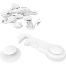 Litzee - Set of 10 Child Safety Locks for Cabinet Doors, Practical Baby Safety Drawer Security Adhesive Locks for Cabinets, Refrigerator, Toilet