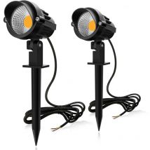 Spot led extérieur led 7W 220V puce cob, Lampe led jardin encastrable, lampe extérieur à piquer lumiere blanc chaude 3000K polyvalent pour les