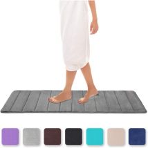 Litzee - Tapis de bain absorbant et antidérapant En mousse à mémoire de forme Lavable, Mousse à mémoire de forme, 40 x 120 cm - gris