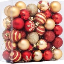 Litzee - lycxames – Weihnachtsdekorationsset – 50-teiliges Set zur Baumdekoration: Girlanden, Kugeln und Topper – Farbthema: gold und rot
