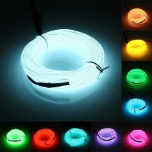 Litzee - Tira de luces led de 5 m con cable el, iluminación electroluminiscente de neón, funciona con pilas, para fiesta de Halloween (blanco)