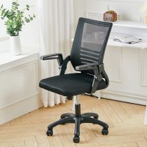 Living and Home Mesh Swivel Adjustable Office Chai with Flip up Amests, Black
