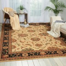 Living Treasures LI04 Ivory Black 76cm x 130cm Rectangle - Black and Ivory