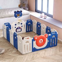Blue and White Foldable Child Playpen Kids Safety Gate