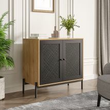 Livingandhome - Contemporary Storage Cabinet with Rattan Doors