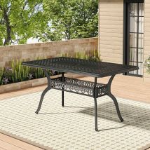 Outdoor Cast Aluminum Square Patio Table with Umbrella Hole