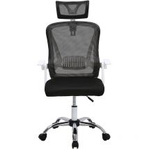 Livingandhome - Swivel Office Chair with Headrest-White