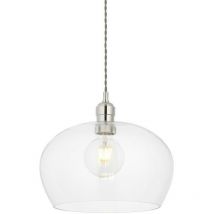 Livorno Single Pendant Ceiling Lamp, Bright Nickel Plate, Glass