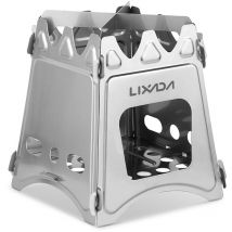 Lixada - Poêle à bois pliable compact pour camping en plein air, cuisine, pique-nique, l, Acier inoxydable