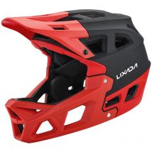 【LIXADA】Casque tout-terrain de VTT, casque de descente de course, casque intégral adulte, Rouge et Noir,L