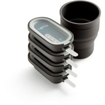 Lékué 0 Set 4 Un. Stampo Gelato Creamy + Contenitore in Silicone, Marrone, 4 unità