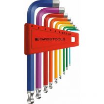 Pb Swiss Tools - Juego de llave Allen en soporte de plástico 9 unidades 15-10 mm Rainbow Ball Head