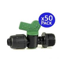 No Brand - Pack 50 Llave de Paso Cinta Riego Goteo 16mm x 1/2'' Válvula de Paso para Riego