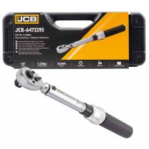 JCB - Llave dinamométrica 3/8' 5-25 Nm, con certificado de calibración, acero Cr-V, 72 dientes, mecanismo de bloqueo, fácil ajuste, estuche de