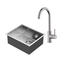 Llavisan - Kibath Pack fregadero + grifo monomando solut acabado cepillado fabricado en acero inoxidable