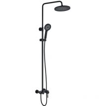 Llavisan - Kibath Columna Ducha monomando 3 vías zuñi redonda de 96-136 cm acabado negro mate fabricado en latón