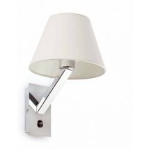 Faro Barcelona - Faro Moma-1 - Lámpara de lectura de pared para interiores con 1 luz, cromada con pantalla blanca, E27