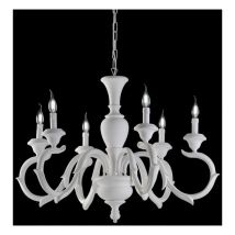 Bonetti Illumina - Lámpara de araña de madera blanca Shabby de seis luces 91x h65 cm