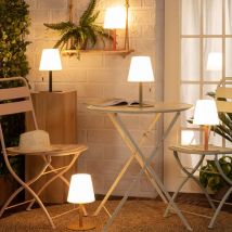 Iluzzia - Lámpara de Mesa led Portátil para Exterior Aluminio con Batería Recargable Epinay Verde Caqui