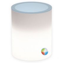 Monacis - Mesa baja luminosa de resina ambientes lounge con vidirio cristal templado ø 40 h 50 cm mod. Relax Led Led Multicolor Batería Solar