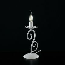 Bonetti Illumina - Lámpara de mesita de noche en hierro blanco shabby one light 13x h28cm