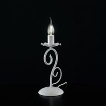 Lámpara de Mesa Blanca Shabby de Hierro, Una Luz, 13x h28cm