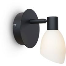 0 Lámpara de paredNegro,OpalGlass,SwitchOnCord1xG9