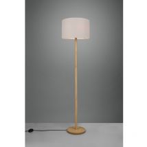 Elegante Lámpara de Pie Korba Base Madera Pantalla Blanco Trio Lighting
