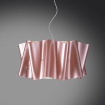 Lámpara de suspensión cinco luces folio pantalla Polilux Rosa diámetro 60x h32 cm