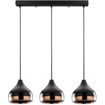 Toilinux - Lámpara colgante de metal negro y cobre con 3 bombillas - yildo