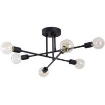 Ozaia - Plafón de metal negro con 6 bombillas L64 cm - julia