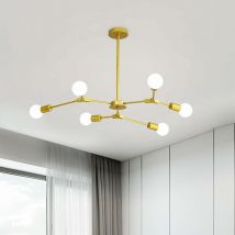 Comely - Lámpara de techo E27 6 luces Lámpara de techo dorada con brazos de luz ajustables Aplicar a la sala de estar Dormitorio Comedor Cafe Bar (No