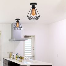 Wottes - Lámpara de Techo Interior Iluminación Metálica Plafón Industrial E27 Salón Dormitorio 2Pcs Negro