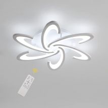 Goeco - Plafón led Regulable Moderna Blanca, 54W 6300LM con Control Remoto, Diseño Creativo de 6 Aspas en Acrílico Luz de Techo para Sala Cocina