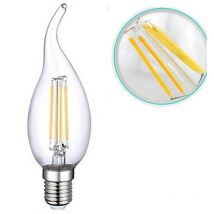 Trade Shop - Bombilla Led 4w E14 Blanco Frio Llama Windstop Filamento -