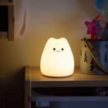 Lampe de nuit 'Chat' pour table de nuit enfant led, veilleuse et rechargeable