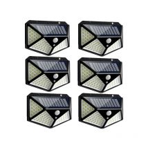 Highsam - Lámparas solares 100LED IP65 al aire libre a prueba de agua - 6 Pack