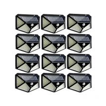 Highsam - Lámparas solares 100LED IP65 al aire libre a prueba de agua - 12 Pack