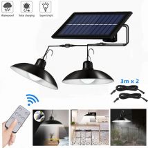 Highsam - Lámparas solares mando a distancia estanco 2 cabezales 3 m cable