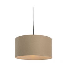 Ländliche Hängelampe schwarz mit beigem Schirm 50 cm - Combi 1
