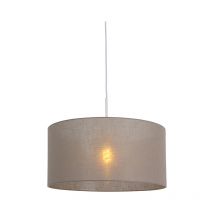 Ländliche Hängelampe weiß mit taupe Schirm 50 cm - Combi 1